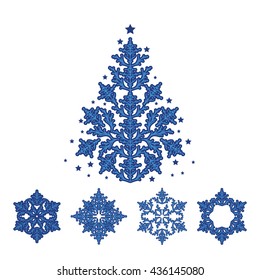 Vector new year snowflake set