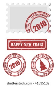 sello vectorial de año nuevo y marca postal