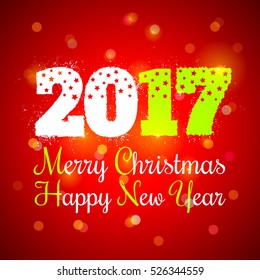 Vector New year symbol on red background. Christmas and New year 2017
