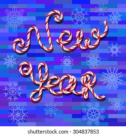 Vector New Year Text on Blue Brick Background
