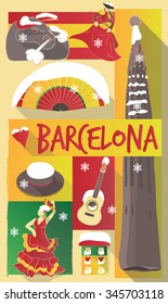 vector new year theme poster city of BARCELONA