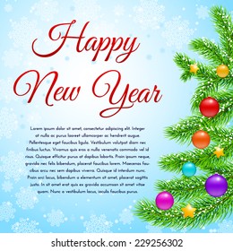 Vector New Year tree branches with balls