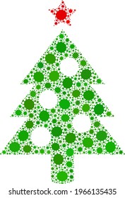 Vector new year tree coronavirus mosaic icon done for hospital purposes. New year tree mosaic is constructed from random coronavirus pathogen items.