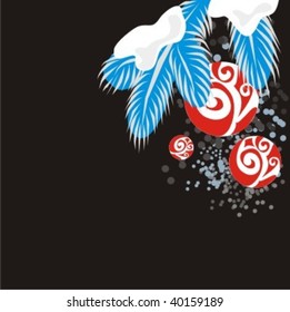 VECTOR  New Year's background with a fur-tree and ornaments
