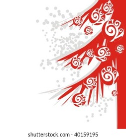 VECTOR  New Year's background with a fur-tree and ornaments