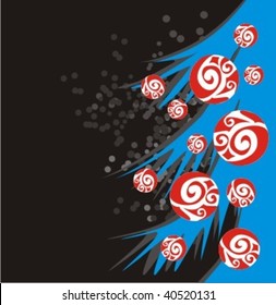 VECTOR New Year's background with a fur-tree and spheres