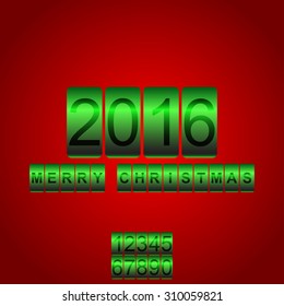 Vector New Year's card with the counter 2016. Changeable figures.