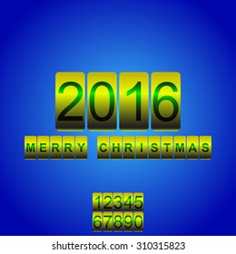 Vector New Year's card with the counter 2016. Changeable figures.