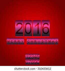 Vector New Year's card with the counter 2016. Changeable figures.
