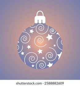 Vector New Years tree Ball with pattern isolated on blue-beige background. Christrmas Tree Ball	