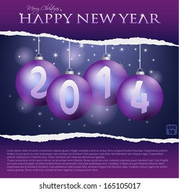 Vector New Year's wishes background with balls and torn paper