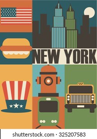 Vector New York background icon set