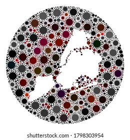 Vector New York City Karte Mosaik des Grippevirus. Eine Infektion greift das Quarantäneregional von außen an. Stencils umkreisen New York City Karte Collage mit Infektionssymbole.
