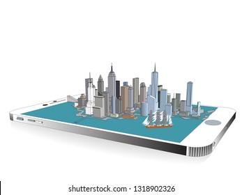 Vector New York City on the phone 3D