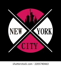 vector new york city text lettering with statue liberty building images design