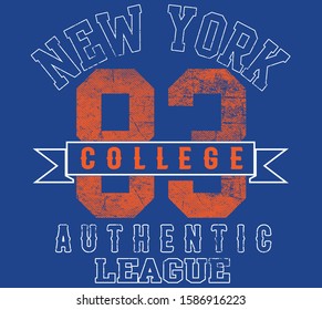 vector new york college varsity print