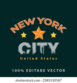 Vector de diseño de Nueva York tipografía de diseño de camiseta de diseño de efecto de texto imprimible vector.