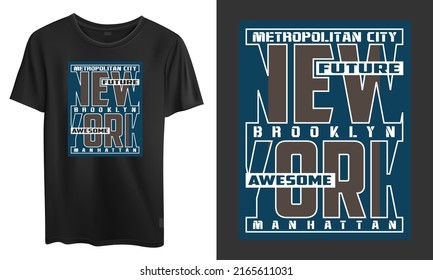 Vector New York Letters Mockup T Shirt Design