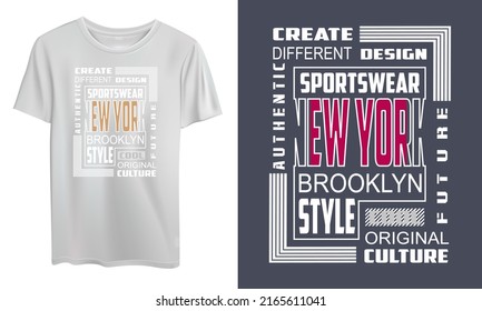 Vector New York Letters Mockup T Shirt Design