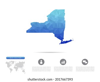 Vector New York map blue polygon triangle mosaic for presentation. Creative concept for infographic.