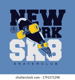 vector of new york skater, skater club kid, unique vector for t shirt or poster