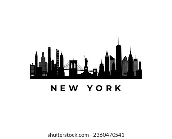 Skyline vectorial de Nueva York. Viajar por los famosos monumentos de Nueva York. Concepto de negocio y turismo para presentación, banner, sitio web.