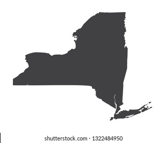 Vector New York state Map silhouette. Isolated vector Illustration. Black on White background. svg