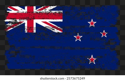 Vector New Zealand flag in grunge style on transparent background