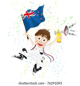 Vector - New Zealand Sport Fan with Flag and Horn
