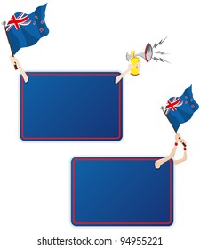 Vector - New Zealand Sport Message Frame with Flag. Set of Two