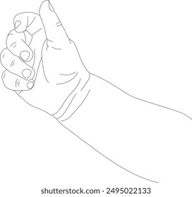 Vector newborn baby's hands. Baby's hands drawn in a linear style. Icons with baby hands. Hand-drawn, hands with different gestures.