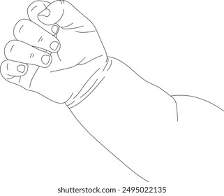 Vector newborn baby's hands. Baby's hands drawn in a linear style. Icons with baby hands. Hand-drawn, hands with different gestures.