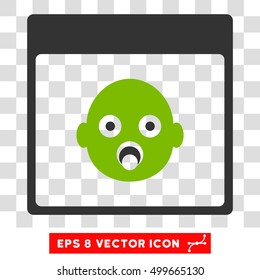 Vector Newborn Head Calendar Page EPS vector pictogram. Illustration style is flat iconic bicolor eco green and gray symbol on a transparent background.