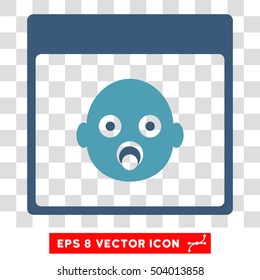 Vector Newborn Head Calendar Page EPS vector pictograph. Illustration style is flat iconic bicolor cyan and blue symbol on a transparent background.