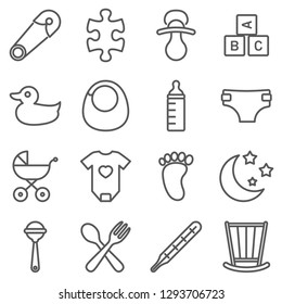 Vector newborn icon set on white background