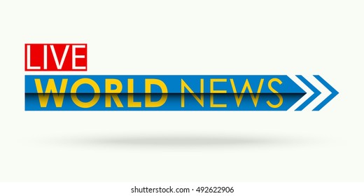 Vector of news banner or strip, news symbol or icon, live news inscription