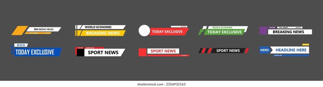 Vector news bar collection. Title bars for news.