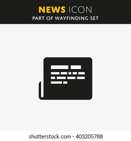 Vector news Icon flat style. Journal sign. Information symbol.