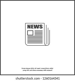 Vector news icon. Newspaper news on white isolated background. Layers grouped for easy editing illustration. For your design.