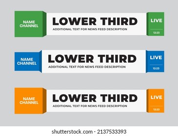 Vector news line with paper layer effect, lower third for tv, channels. Illustration design for titles, info, media, video use. Dashboard template for header, text on white background. Set