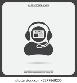 Vector news reporter flat  icon.