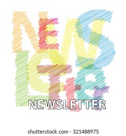 Vector Newsletter. Broken text scrawled