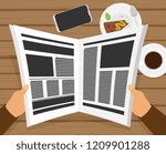 Vector newspaper in the hands. Flat vector.