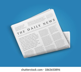 Vector Newspaper Isolated On Blue Background.