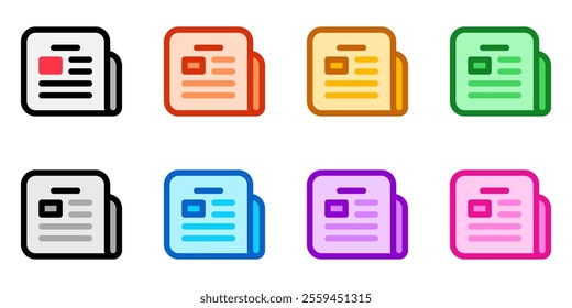 Vector newspaper newsletter icon. Perfect for app and web interfaces, infographics, presentations, marketing, etc.