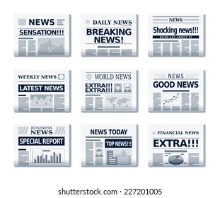 Vector newspapers. Eps10. Transparency used. CMYK. Global colors. Gradients used. - Shutterstock ID 227201005