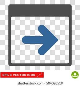 Vector Next Calendar Day EPS vector icon. Illustration style is flat iconic bicolor cobalt and gray symbol on a transparent background.