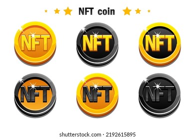 Vector NFT coins. Cryptocurrency, NFT-token Internet currency of the future