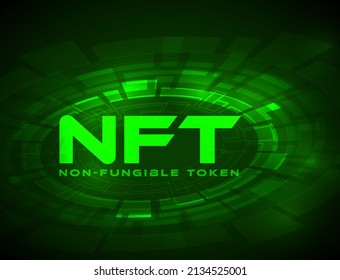 Vector nft concept header banner illustration template for websites or social networks. Non-fungible  token concept graphic illustration background