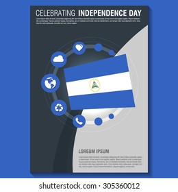 Vector Nicaragua Independence Day Flyer template. Creative Brochure Title Page. National Day Leaflet design element. vector illustration